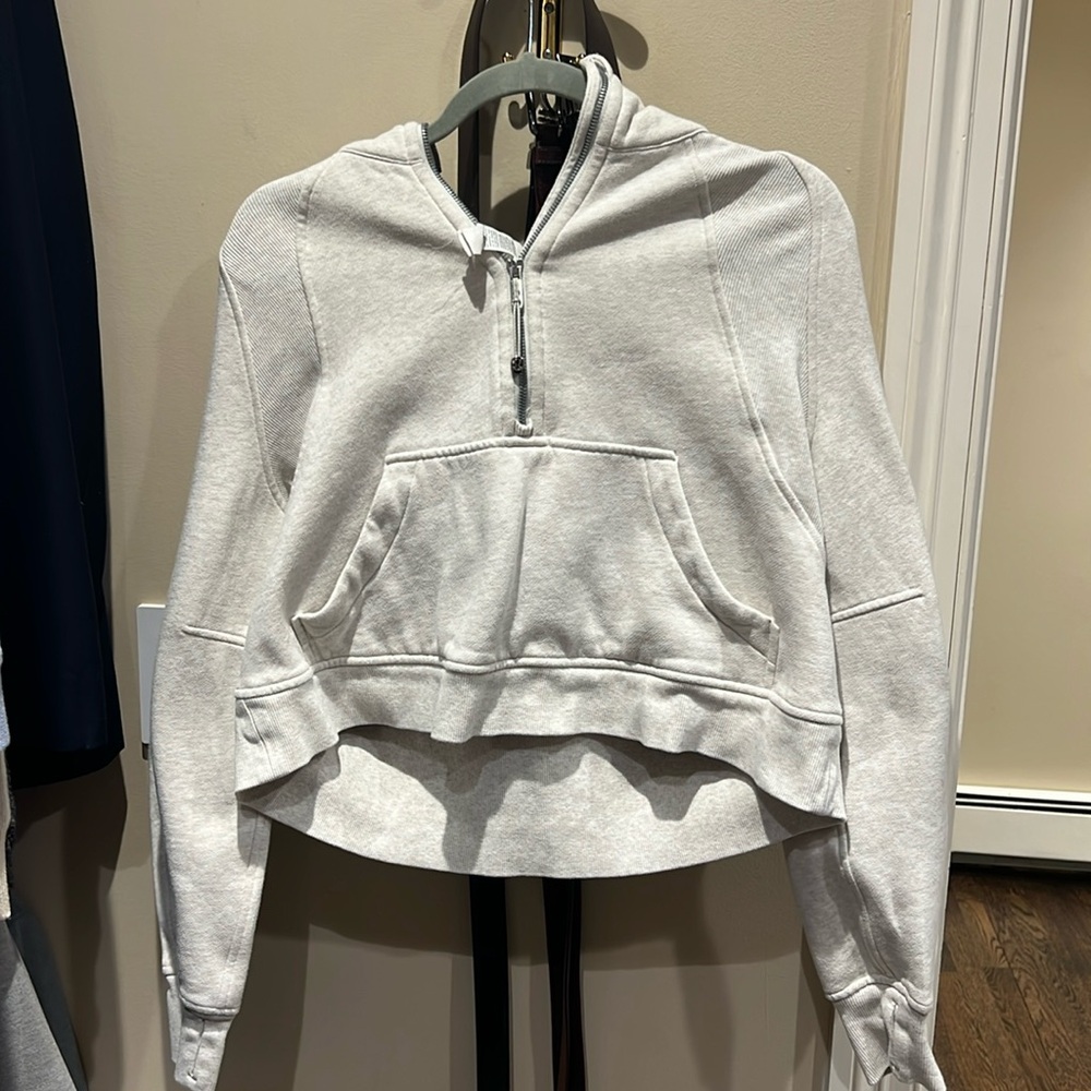 Tan lululemon cropped 3/4 zip size M/L